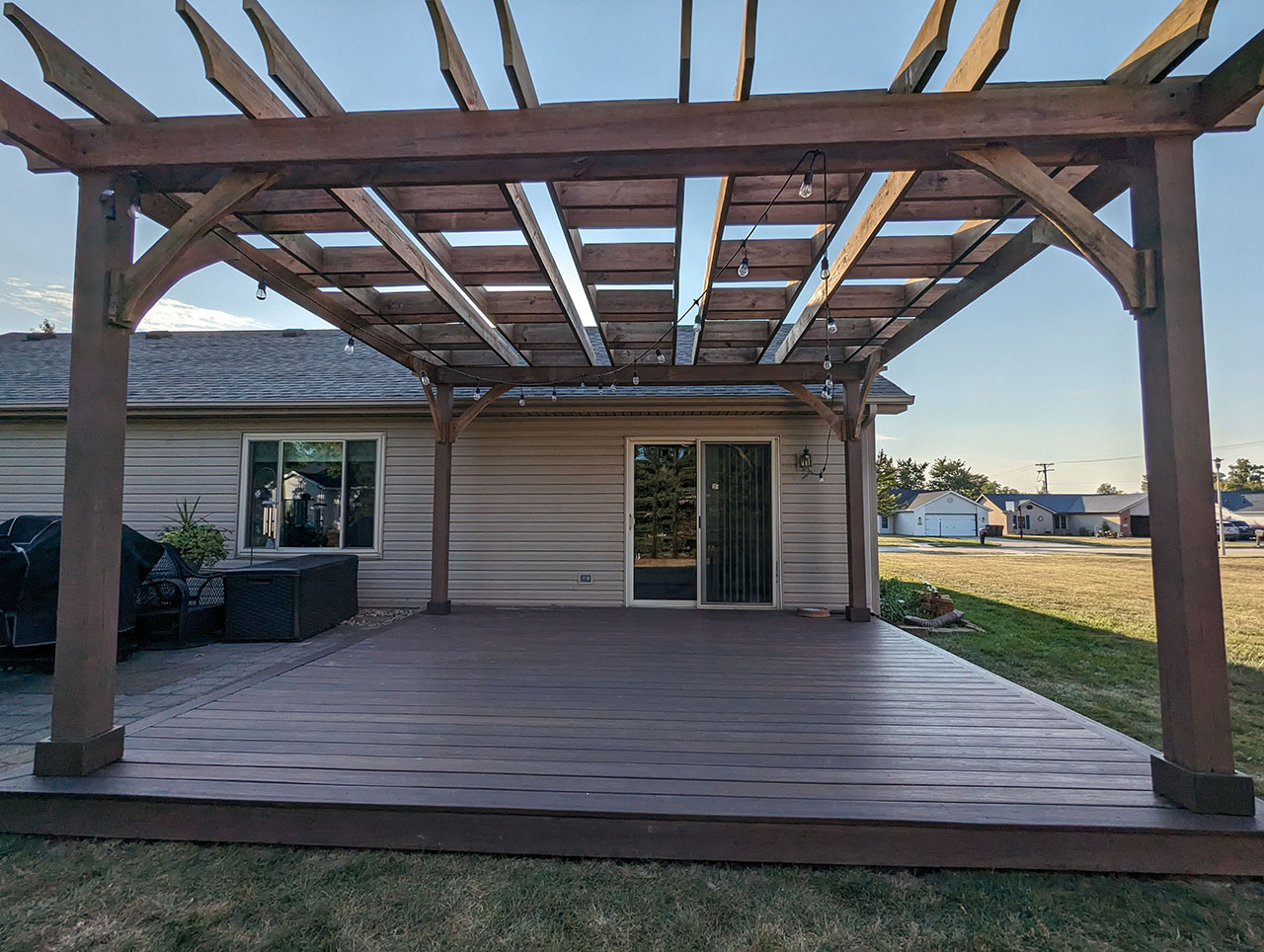 Patio Addition with Lights project in Leo, IN by Hometown Handyman FW